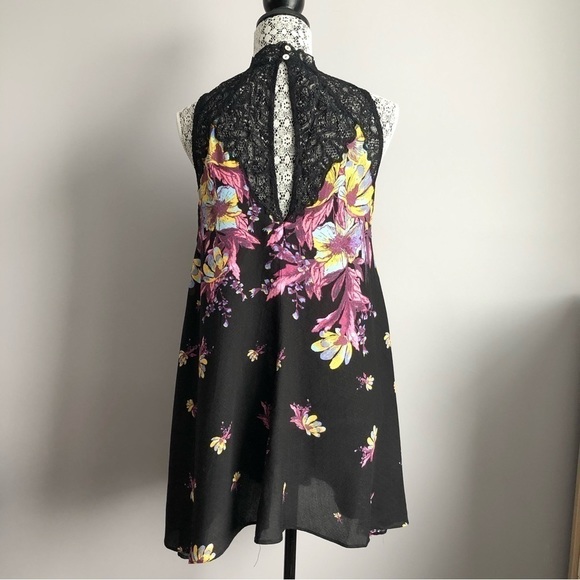 Free People Marsha Floral Print Lace Slip Dress festival boho oversized XS - Picture 6 of 10
